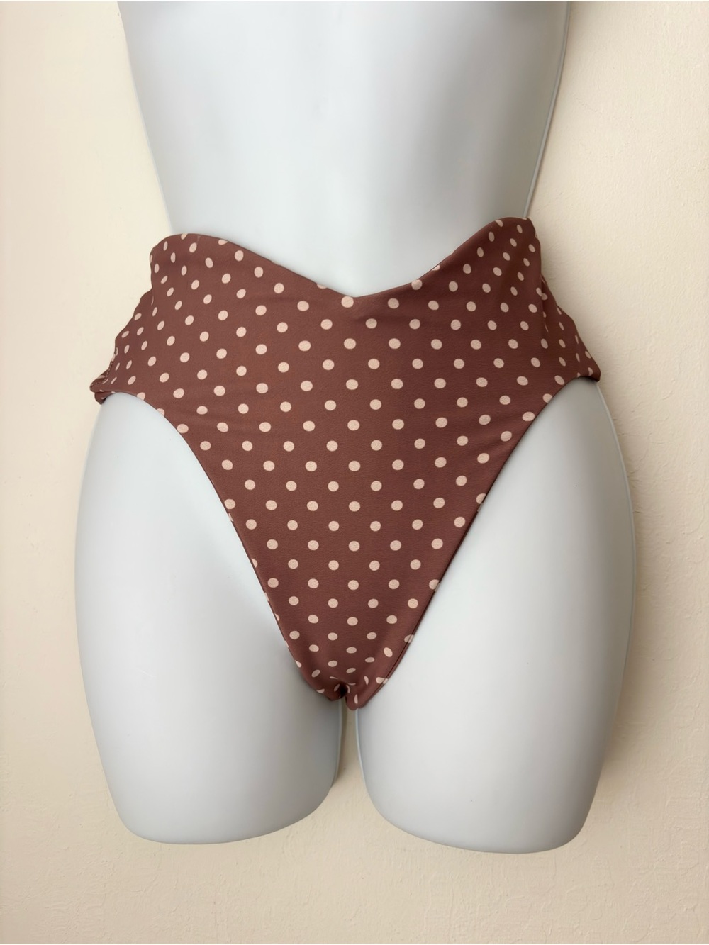 Skatie Salty Blonde Melly Bikini Bottom in St Barts Size XS Brown Polka Dots